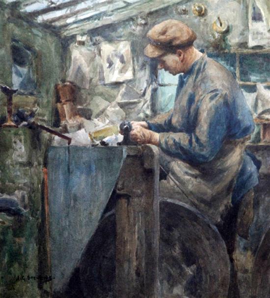 Albert George Stevens (1863-1925) The Jet Worker 9 x 8.5in.